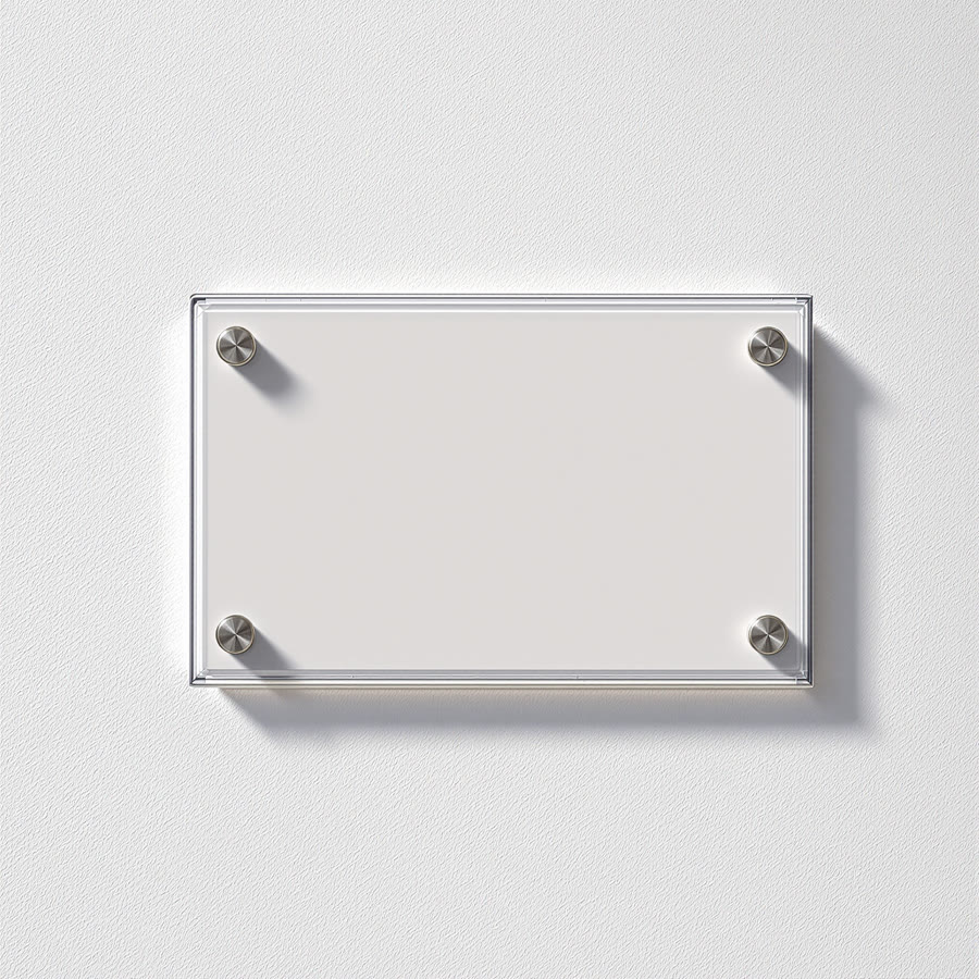Laminated placard on a wall